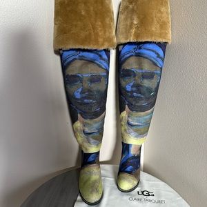 Ugg X Claire Tabouret dark Sapphire suede thigh cuffed size 7 boots